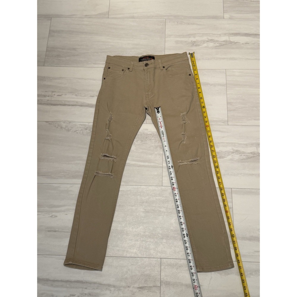Copper Rivet Mens Jeans Size 34x30 Beige Distressed Slim Straight Leg - Picture 11 of 11